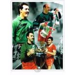 BRUCE GROBBELAAR Liverpool FC Hand Signed 16 X 12 photo Montage. Good condition Est.£6 - £9