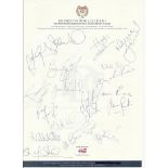 Dundee FC official headed sheet Season 2001/2.  Signed by 19.  Good condition Est £4-6