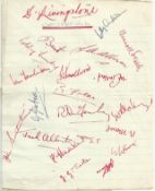 Chesterfield FC sheet on lined paper 1950’s.  21 autographs in total.  Est £5-8