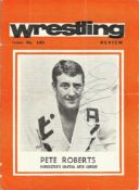 Wrestling autograph collection. Nicely presented Blue album with 16 wrestling autographs. Includes