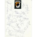 Wolves FC official headed sheet 1996/97 season.  Signed by 22.  Signed by Bull, Corica, Crowe,