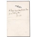 Alfred Lord Tennyson authentic genuine autograph signed letter, A 11cm x 17cm letter written by