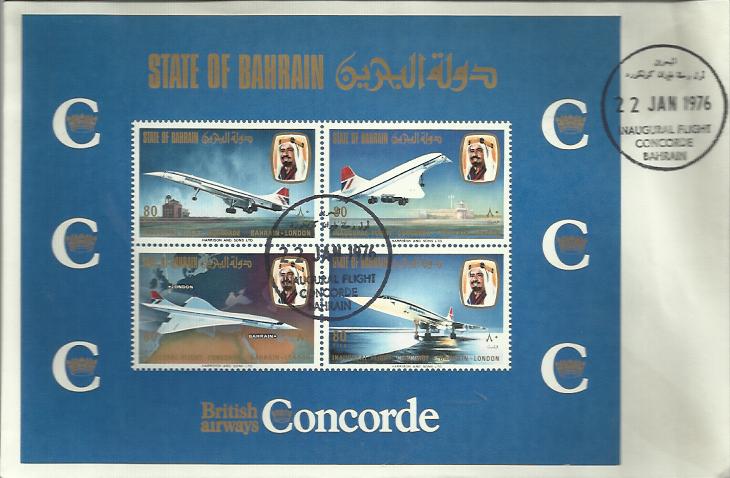 Concorde Bahrain Inaugural Flight dated 22nd January 1976 Good condition