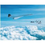 Harry Linfield signed autograph Concorde photo, A 10 x 8 colour photo of Concorde on the edge of