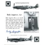 Spitfire pilot-8x10 inch photo signed by Rudy Augarten who during the course of the Arab-Israeli