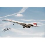 Les Brodie pilot authentic signed genuine autograph Concorde, A 12 x 8 colour photo of Concorde on
