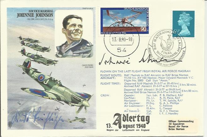 Johnnie Johnson Multisigned Historic Aviator cover, Hans Rossbach variation, numbered 6 of 19 signed