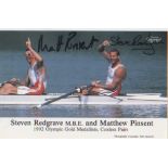 Olympics Sir Steve Redgrave & Matthew Pinsent. Olympic shot at end of race. P/C. Excellent. Est £8-