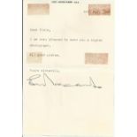 Eric Morecambe signed typed letter replying to an autograph request. Signature is large and could be