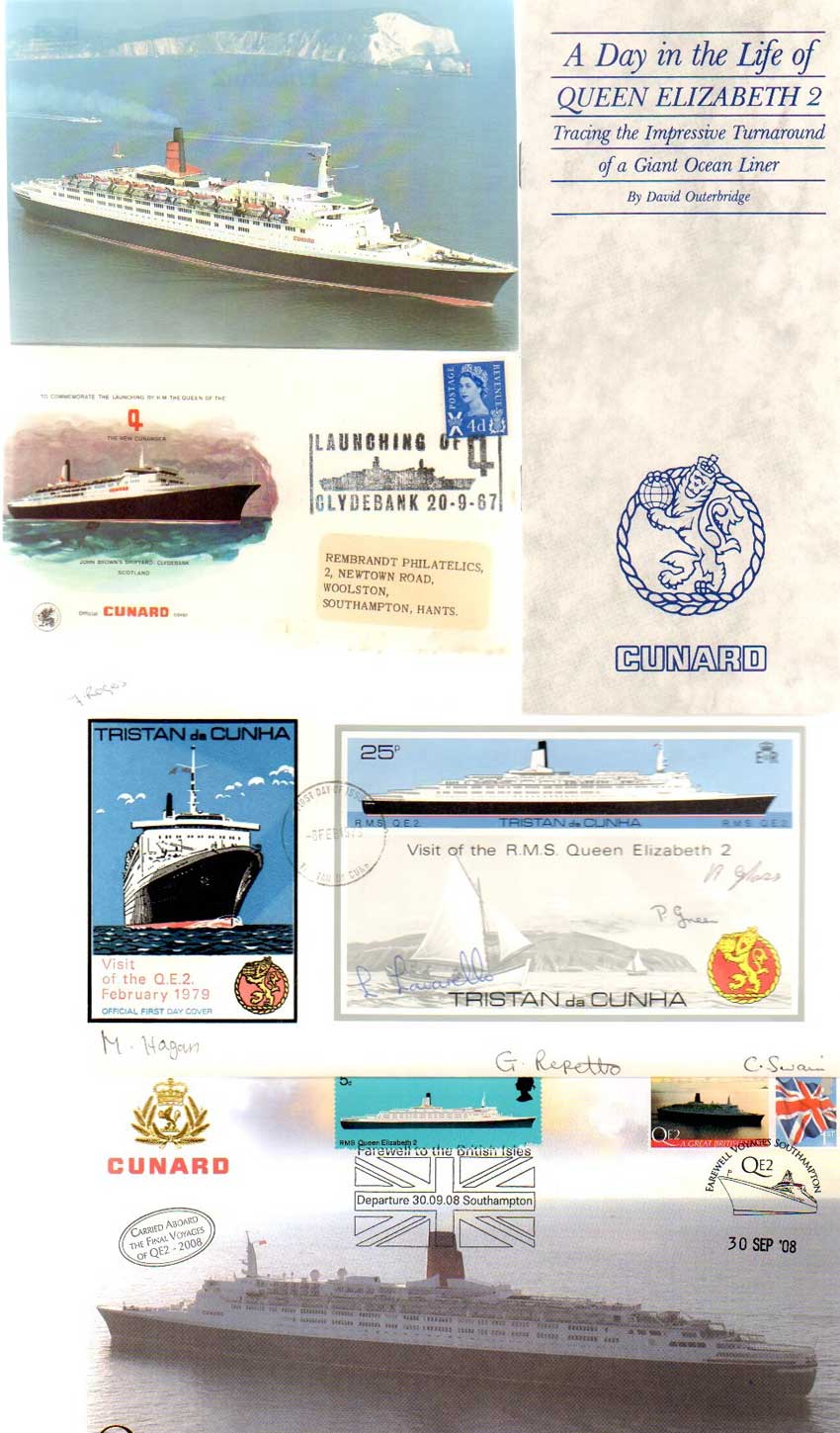 Cunard QE2 Memorabilia Collection. Folder containing QE2 memorabilia including schedules, stationary - Bild 3 aus 3