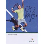 Roger Federer. P/C sized picture in action playing tennis. Excellent. Est £15-20