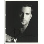 Andy Garcia signed 10 x 8 b/w photo. Has hole punch marks to RH border which could be trimmed to