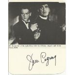 James Cagney signed card with small b/w magazine photo above. Good condition Est. £30 - 40