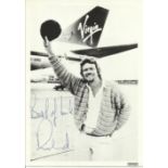 Richard Branson signed 7 x 5 b/w photo younger image with Virgin plane in background. Autographs