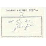 Frankie Howerd signed A6, half A4 size white sheet with Braintree & Bocking Carnival 1979 printed to