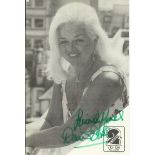 Diana Dors signed 6 x 4 b/w Radio 2 portrait photo Autograph Excellent, a few tape marks to reverse.