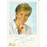 Jill Dando signed 6 x 4 colour photo to Fiona. Autographs Excellent, a few tape marks to reverse.
