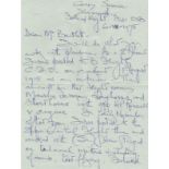Sir Vernon Brown Great War pilot two page handwritten letter dated 1975. Nice content regarding