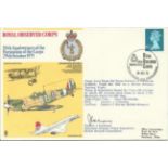 Concorde Captain John Cochrane signed 50th ann of the formation of the Royal Observer Corps cover.