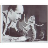 Ray Harryhausen. 10”x8” picture with one of his models.. Excellent. Est £35-40