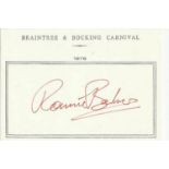 Ronnie Barker signed A6, half A4 size white sheet with Braintree & Bocking Carnival 1979 printed