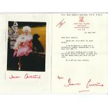 Dame Barbara Cartland signed 6 x 4 photo and typed signed letter fixed to A4 page. Autographs