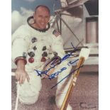 Alan Bean Apollo 12 Moonwalker signed stunning 10 x 8 colour photo in white space suit in front of