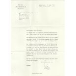 Alfred Eick U510 signed typed letter on personal stationary 1983 in German with references to U510