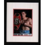 Ricky Hatton signed colour photo framed and mounted to overall size 30 x 25cm. Good condition