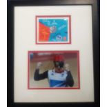 Olympics Signed and Framed Prints. Four cycling prints with official Royal Mint 50p coins issued