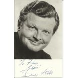 Benny Hill signed 6 x 4 b/w portrait photo dedicated to Fiona. Autographs Excellent, a few tape