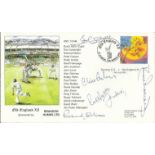 2001 Twyning CC v Old England XI Cricket cover Signed Richard Ellison, Derek Underwood, Bob Lever,