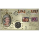 Wing commander AJ Barrett signed 70th birthday Queen Elizabeth II FDC. Isle of Man postmark. Good