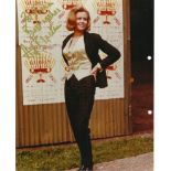 Honor Blackman signed 10 x 8 colour photo to Fiona from James Bond. Scarce Goldfinger image standing