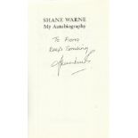 Shane Warne signed My autobiography hardback book. Signed on inside title page. Dedicated to