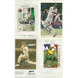 Cricket collection. Consists of 2 signed magazine photos of Sir Don Bradman, 2 signed trading