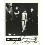 Chrissie Hynds signed 10 x 8 b/w Pretenders photo. Hole punch marks to RH border which would trim