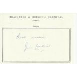 Jim Laker cricket legend signed A5, half A4 size white sheet with Braintree & Bocking Carnival