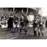 Liverpool multi-signed: 8x12 inch photo signed by former Liverpool goalkeeper Tommy Lawrence as well