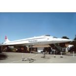 Concorde Pilot: 8x12 inch photo, a view of Concorde standing at rest, signed by Concorde pilot