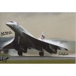 Concorde multi-signed: 8x12 inch photo of a British Airways Concorde in flight signed by senior