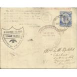 1937 Tin Can Mail cover with lots of Handstamps and cachets. Tonga Stamp and postmark, Tin Can -