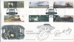 Ron Moody: 2004 Classic Locomotives (Royal Mail) FDC signed by Ron Moody, who has also drawn a