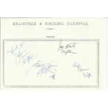 The Drifters four band members signed A5, half A4 size white sheet with Braintree & Bocking Carnival