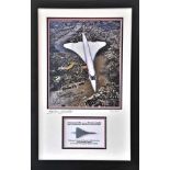 Concorde Framed Hiduminium & Signed Photo from G-BOAG. This unique cut Hiduminium is from Concorde