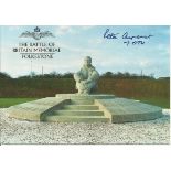 60 Battle of Britain pilots all signed on 6 x 4 colour postcard of the Battle of Britain Memorial in