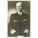 Grand Admiral Karl Donitz signed vintage 6 x 4 b/w portrait photo autographed in blue to both