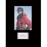 Sir Ranulph Fiennes. A signature mounted with a photo from a polar expedition. Professionally
