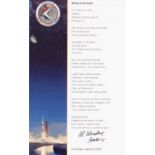 Apollo 15. Alfred Worden. 7 x 5 inch signed card with photo of Apollo 15 launch and signed poem.
