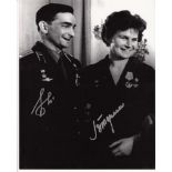 Tereshkova Valentina, Cosmonauts Valentina Tereshkova and Bykovsky signed autograph image, 10 x 8